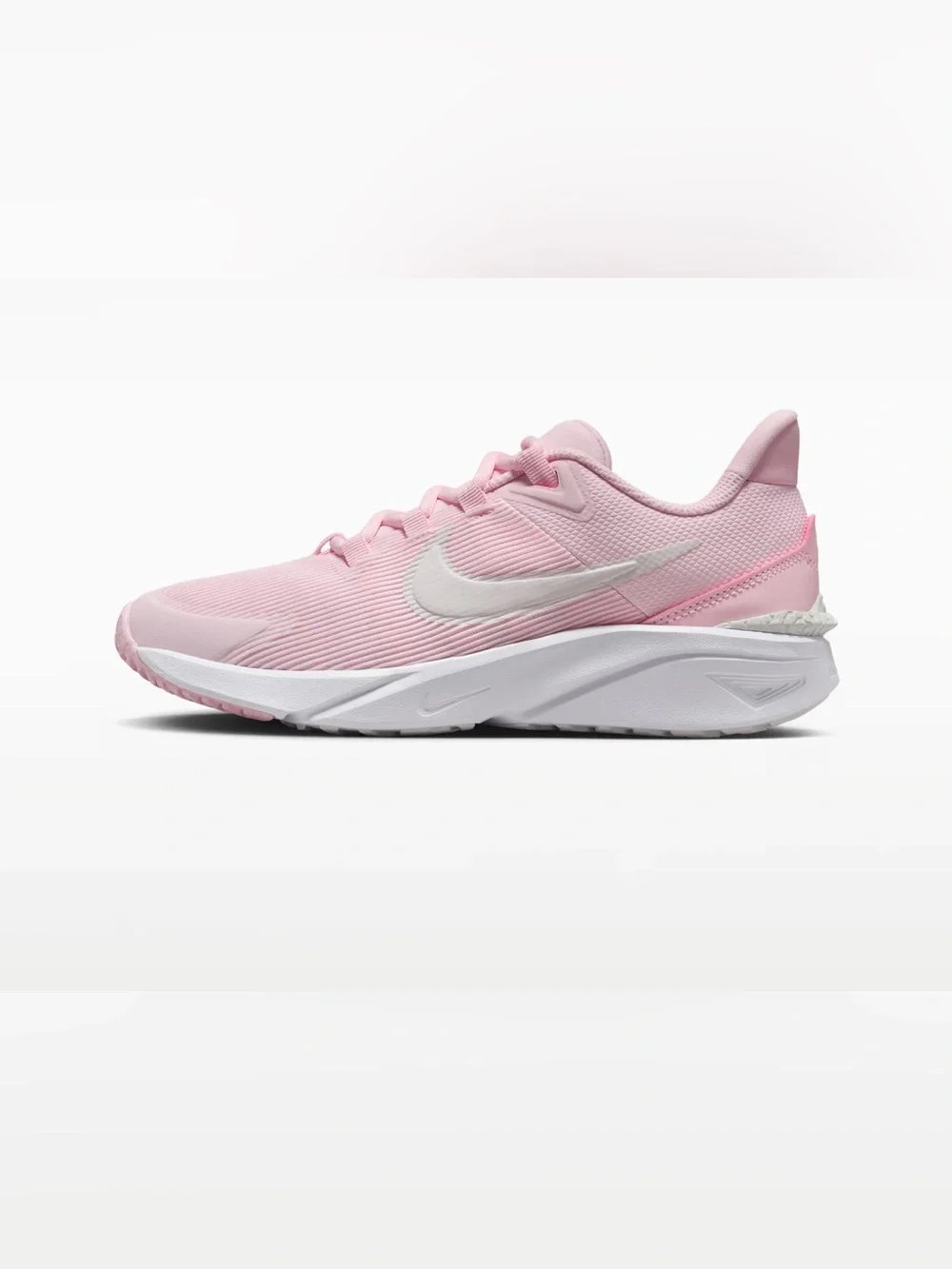 Athletic comfy breathable Nike Pink Running Shoe with White logo.